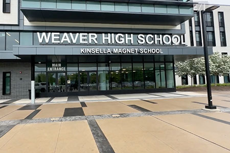 entrance to weaver high school in CT