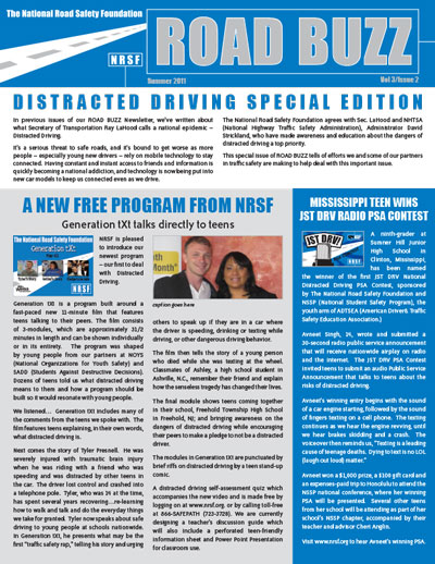 Road Buzz: Distracted Driving Special Edition, Summer 2011 cover